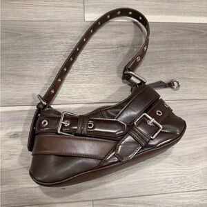 Brown Leather Buckle Bag
